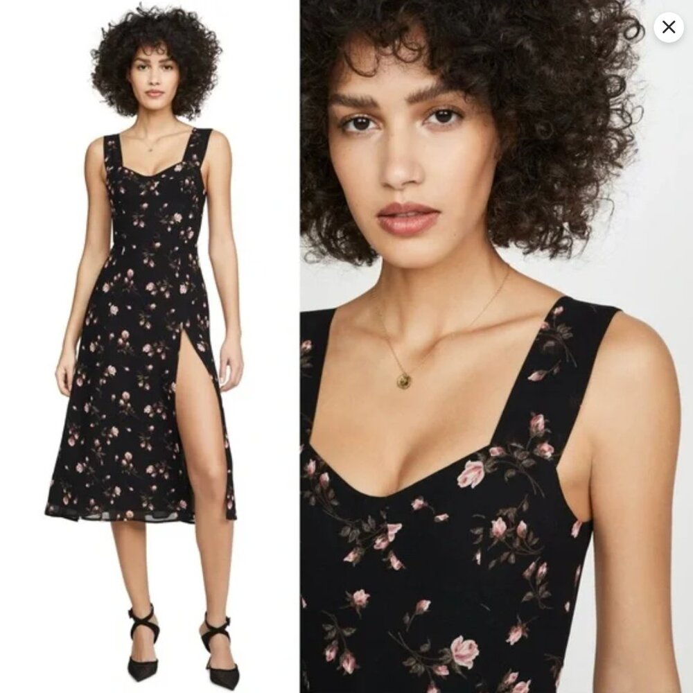 Reformation • Fulton Dress in Romy Black Rosebud Floral • Size 4